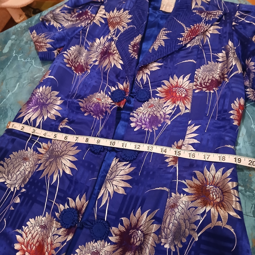 1930s Brilliant Cobalt Blue Silk Movie Star Dressing Gown - Picture 12 of 15